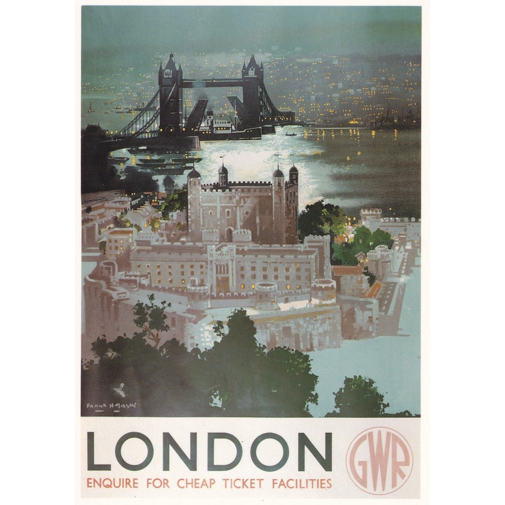 Frank Mason GWR London Postcard Art Deco Railwayana Travel Poster Unposted